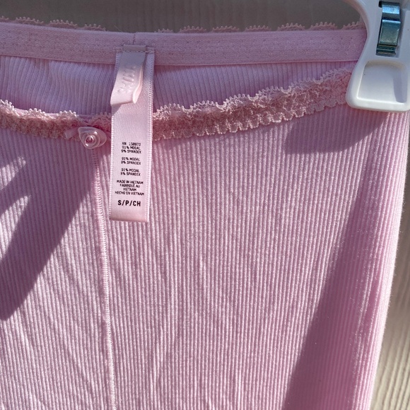 Skims lounge pant lace trim pink ribbed size small - Picture 1 of 12
